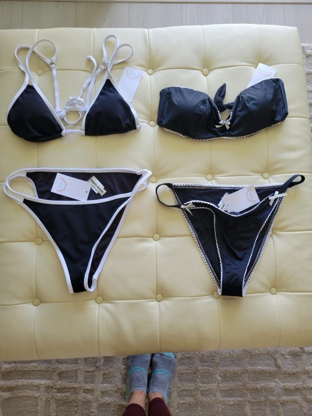 Dippin' Daisy's Black with White Trim Bikini Set